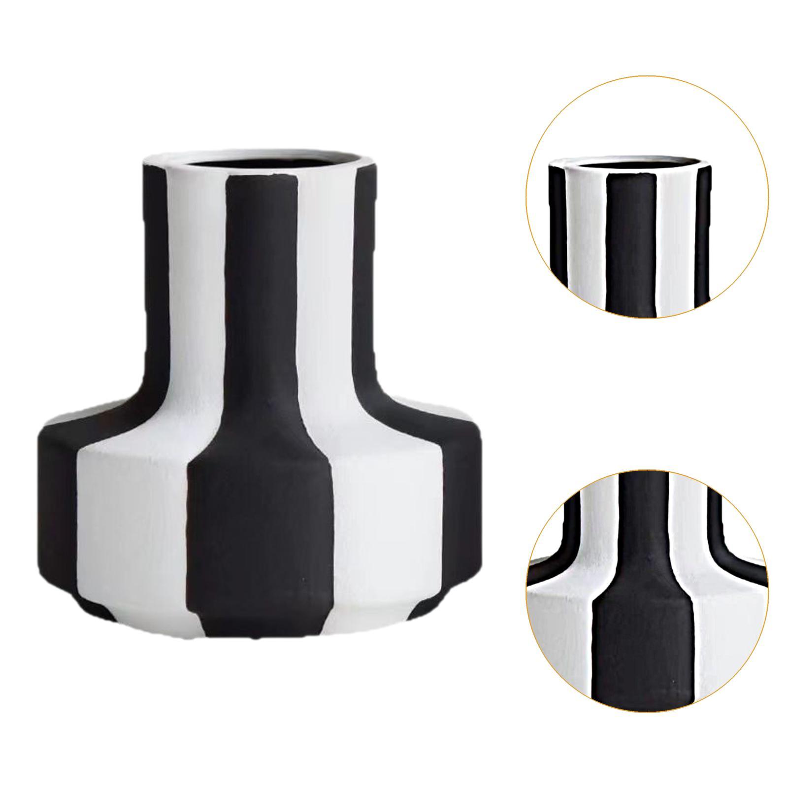 แจกันลายทางสีดำขาวสุดหรู กระถา - Desk Setup Minimalist บทวิจารณ์และราคา